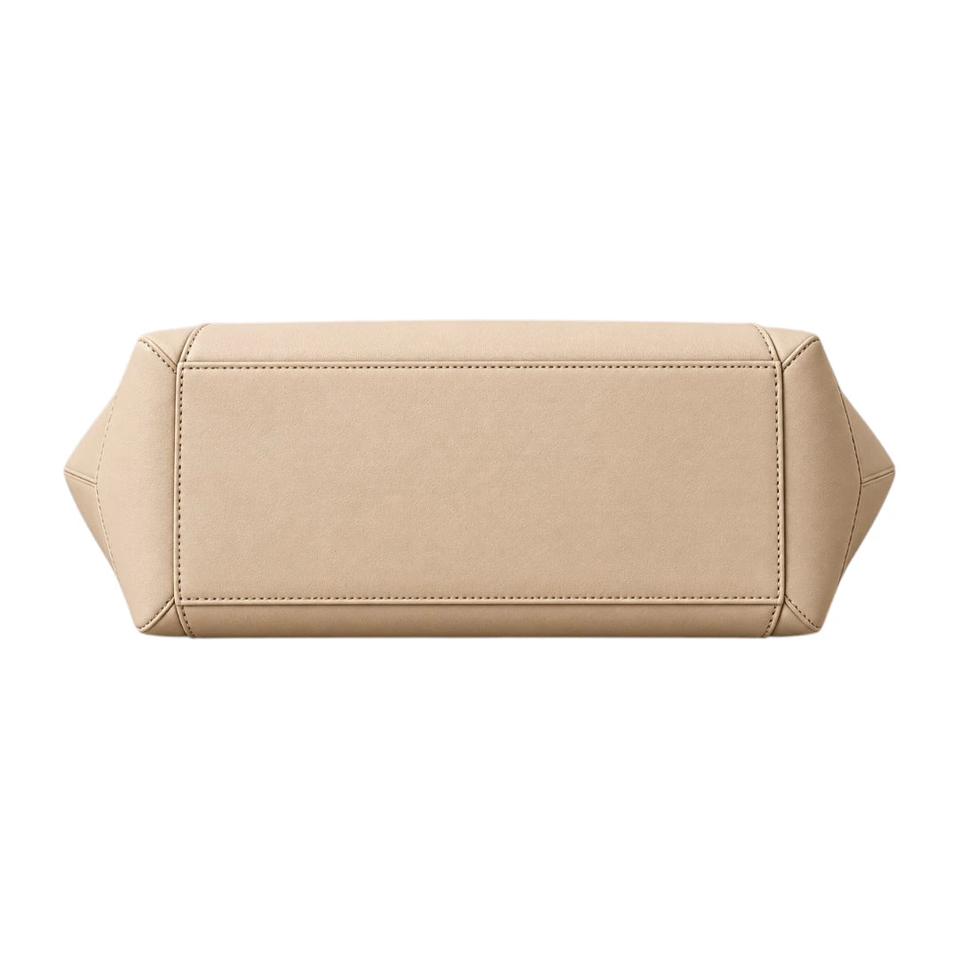 PUUREST Cream Beige Women’s Tote Handbag – Spacious Faux Leather Shoulder Bag