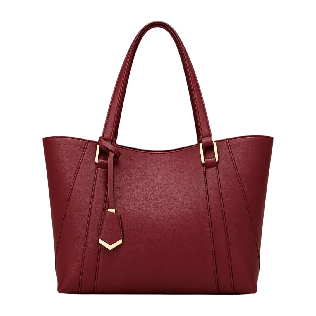 PUUREST Burgundy Women’s Tote Handbag – Faux Leather Everyday Shoulder Bag