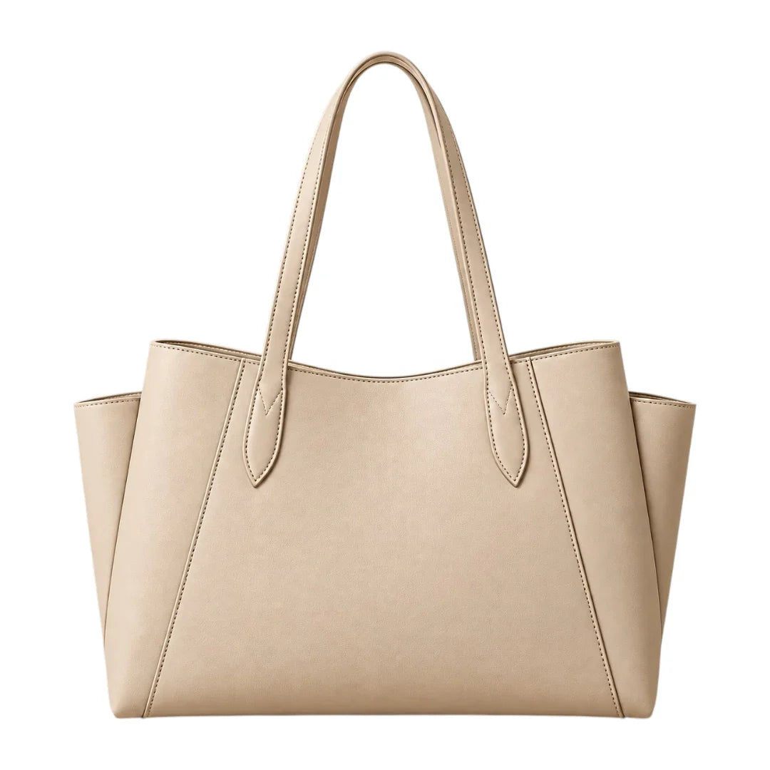 PUUREST Cream Beige Women’s Tote Handbag – Spacious Faux Leather Shoulder Bag