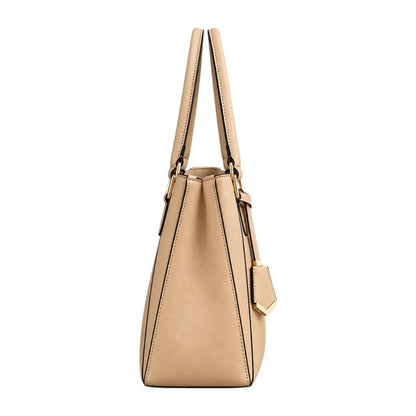 PUUREST Beige Women’s Tote Handbag – Structured Faux Leather Everyday Shoulder Bag