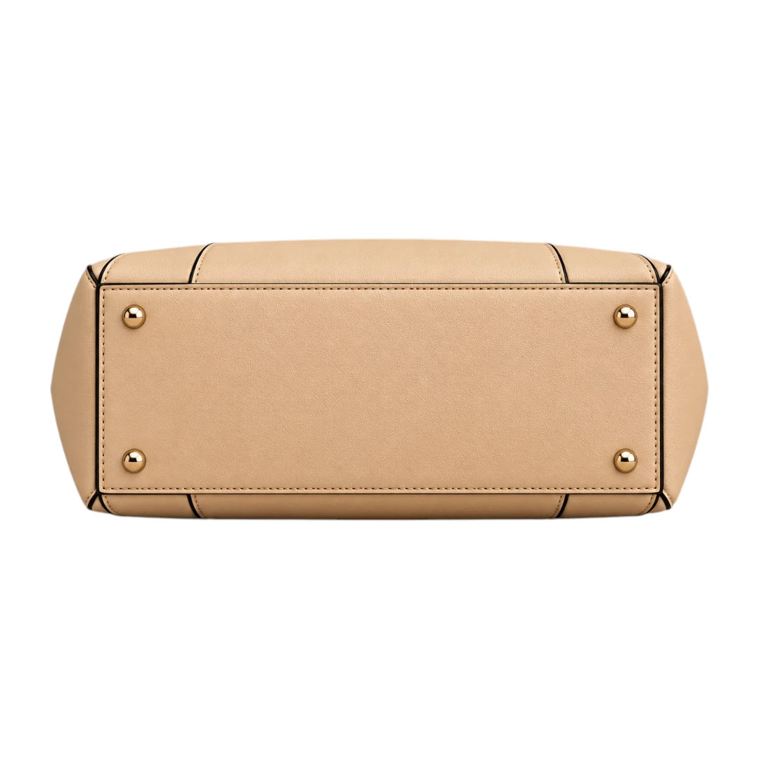 PUUREST Beige Women’s Tote Handbag – Structured Faux Leather Everyday Shoulder Bag
