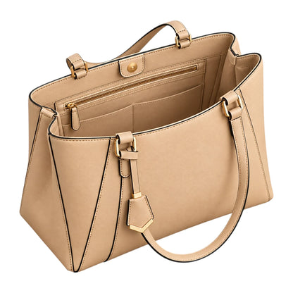 PUUREST Beige Women’s Tote Handbag – Structured Faux Leather Everyday Shoulder Bag