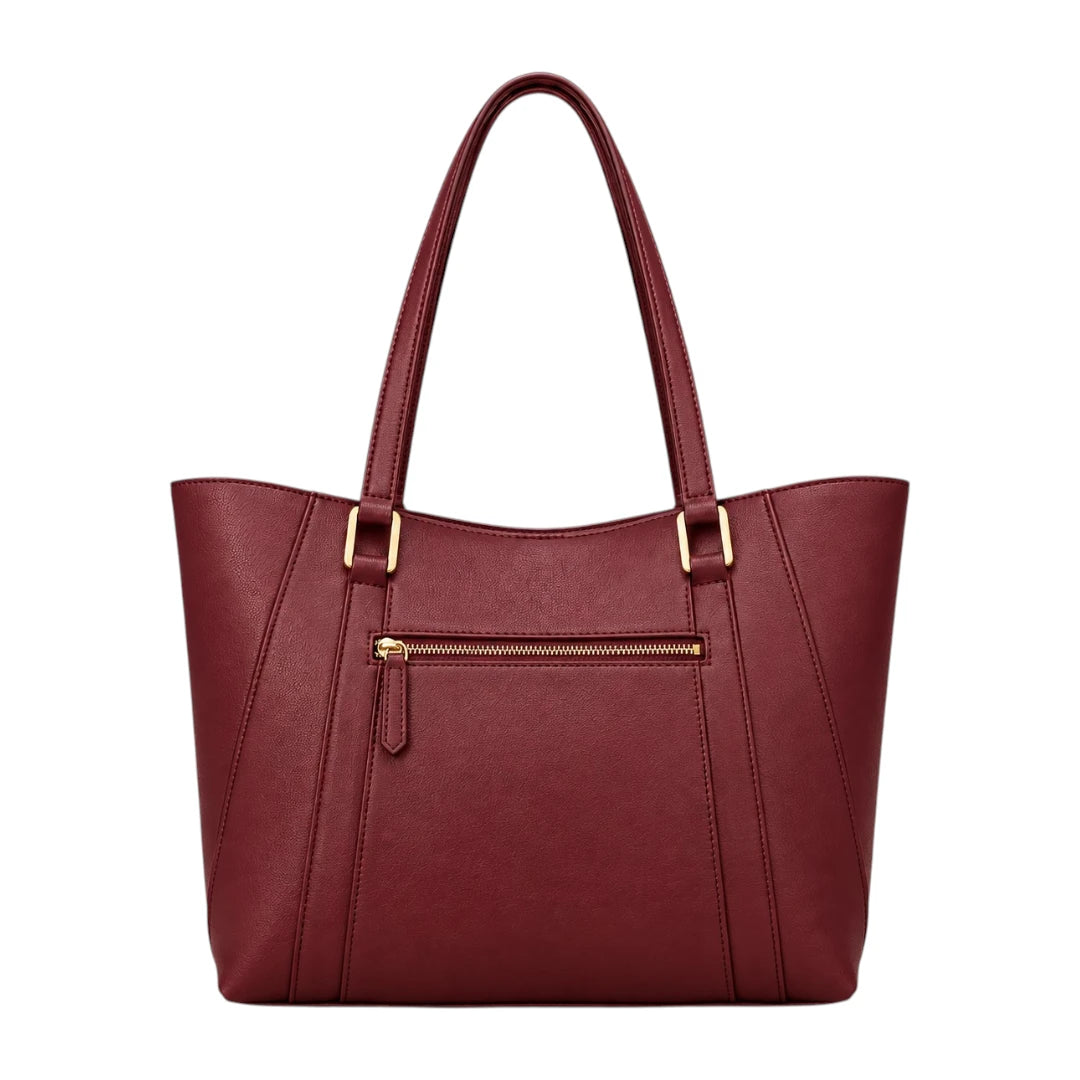 PUUREST Burgundy Women’s Tote Handbag – Faux Leather Everyday Shoulder Bag