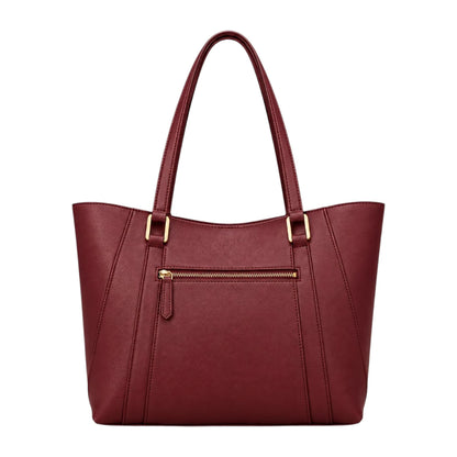 PUUREST Burgundy Women’s Tote Handbag – Faux Leather Everyday Shoulder Bag