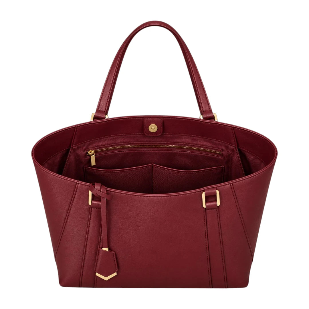 PUUREST Burgundy Women’s Tote Handbag – Faux Leather Everyday Shoulder Bag