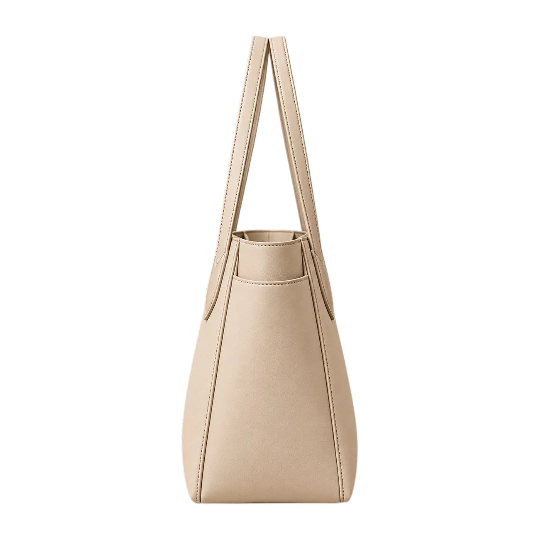 PUUREST Cream Beige Women’s Tote Handbag – Spacious Faux Leather Shoulder Bag