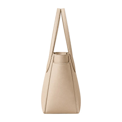PUUREST Cream Beige Women’s Tote Handbag – Spacious Faux Leather Shoulder Bag