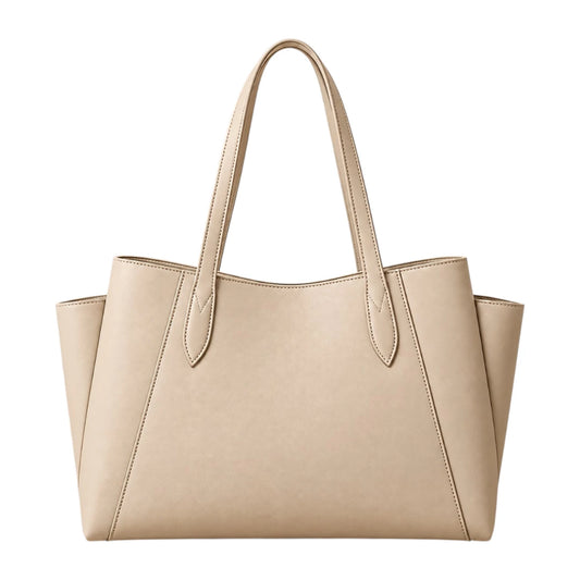 PUUREST Cream Beige Women’s Tote Handbag – Spacious Faux Leather Shoulder Bag