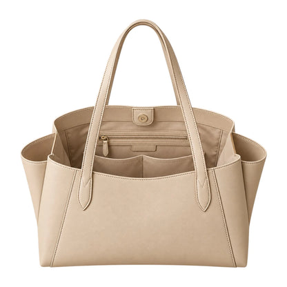 PUUREST Cream Beige Women’s Tote Handbag – Spacious Faux Leather Shoulder Bag