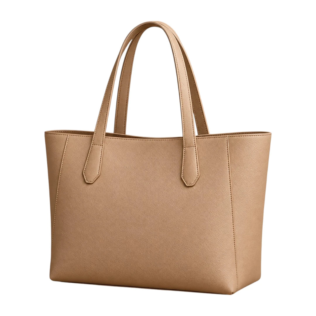 PUUREST Tan Women’s Tote Handbag – Classic Faux Leather Everyday Shoulder Bag