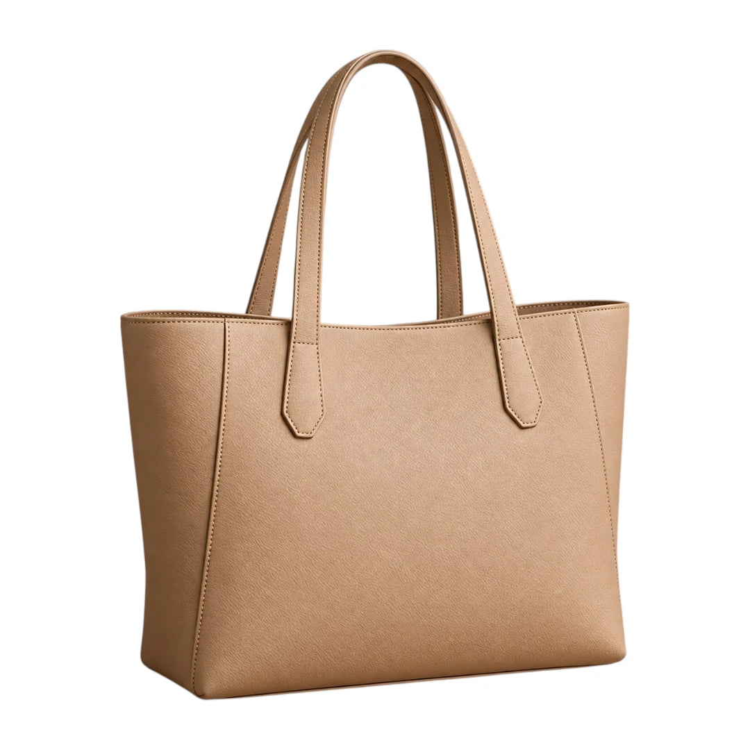 PUUREST Tan Women’s Tote Handbag – Classic Faux Leather Everyday Shoulder Bag