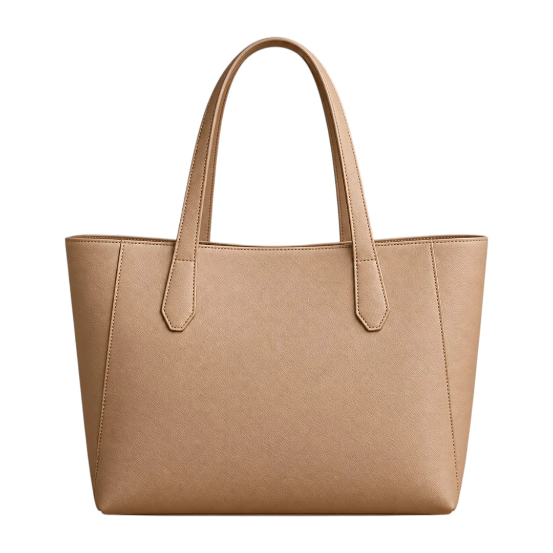 PUUREST Tan Women’s Tote Handbag – Classic Faux Leather Everyday Shoulder Bag