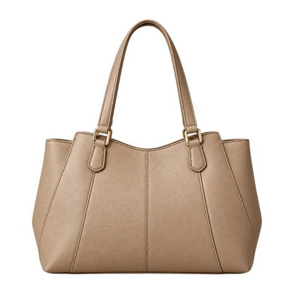 PUUREST Taupe Women’s Tote Handbag – Multi-Compartment Faux Leather Shoulder Bag